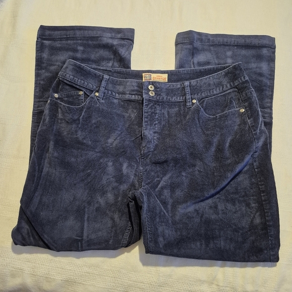 Faded Glory women's size 20W navy blue stretch corduroy pants, EUC - Picture 2 of 7